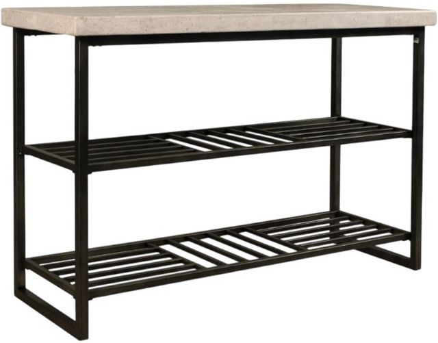 Riverside Furniture Capri Alabaster Travertine Console Table with Bronze Base