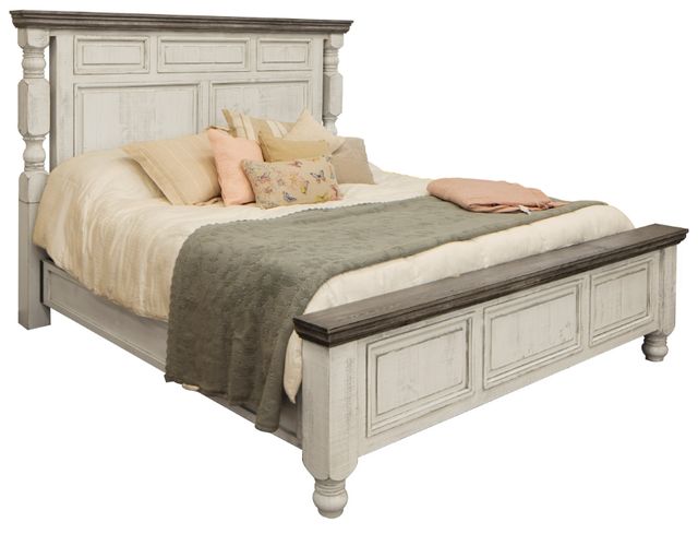 International Furniture Direct Stone White Queen Panel Bed-0
