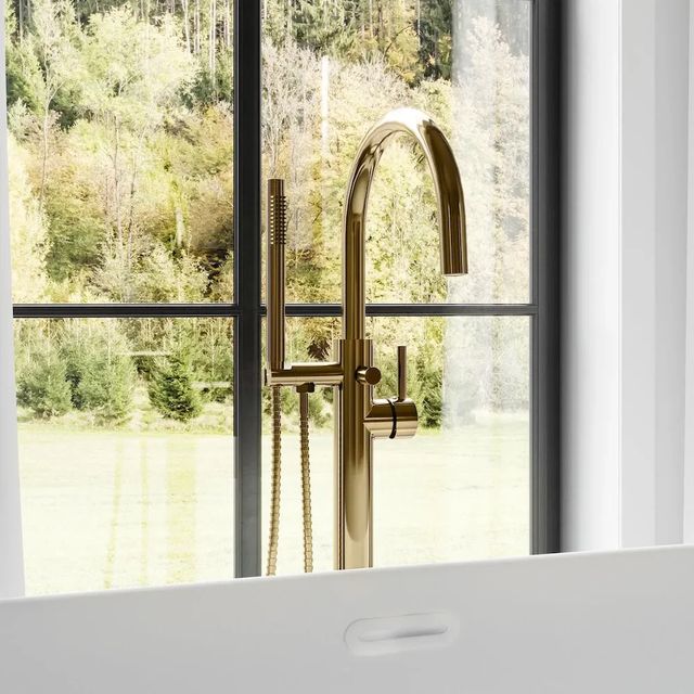ZLINE Autograph Edition Emerald Bay Polished Gold Bath Tub Filler with Hand Shower-3