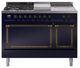Ilve® Nostalgie II Noblesse 48'' Midnight Blue Pro Style Dual Fuel Range with Burnished Trim-0