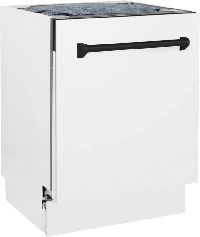 ZLINE Autograph Edition Tallac 24" White Matte Top Control Built In Tall Tub Dishwasher with Matte Black Handle-2