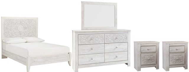 Signature Design by Ashley® Paxberry 5-Piece Whitewash Queen Panel Bed Set-0