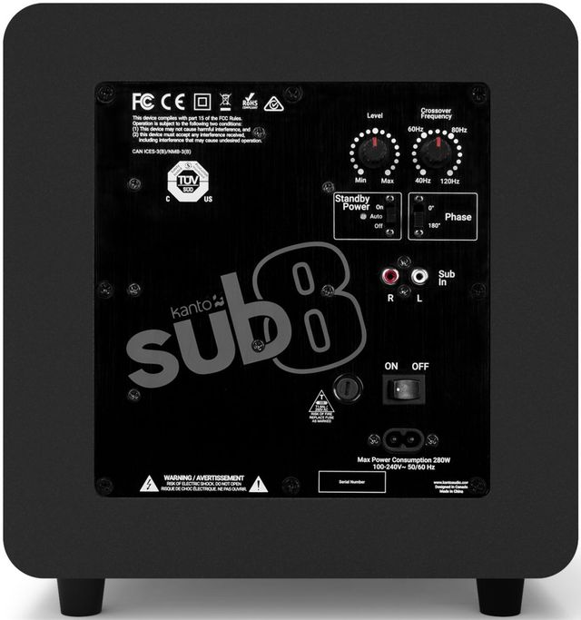 Kanto 8" Matte Black Powered Subwoofer-3