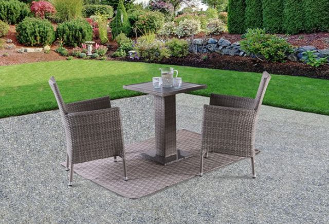 Furniture of America® Niambi 3-Piece Gray Marble/Rattan Wicker Outdoor Patio Dining Set-1