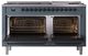 Ilve® Nostalgie II Noblesse 60'' Blue Gray Pro Style Dual Fuel Range with Burnished Trim-2