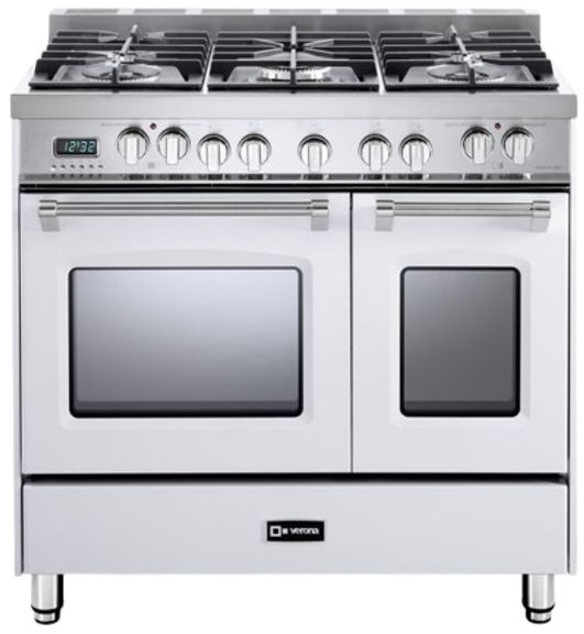 Verona® Prestige Series 36" White Pro Style Dual Fuel Range-0