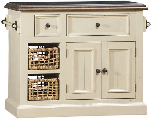 HH2 Home Tuscan Retreat® Country White Medium Granite Top Kitchen Island-0
