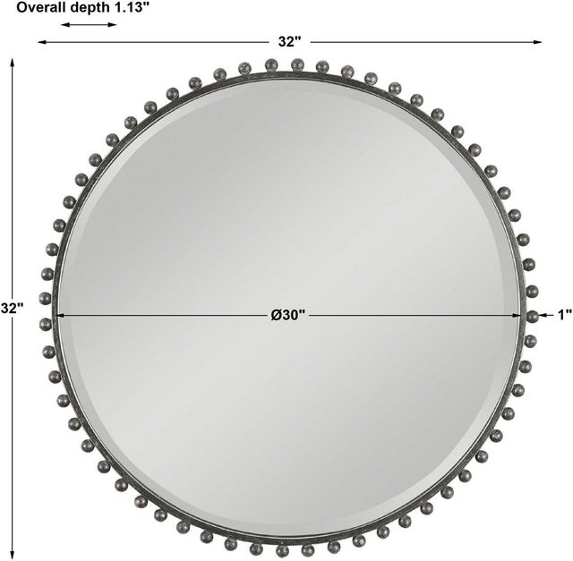 Uttermost® Taza Distressed Black Round Mirror-3