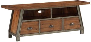 Front view of the Homelegance® Holverson Rustic Brown/Gunmetal 64" TV Stand