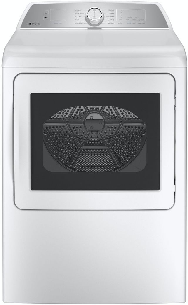 GE Profile™ 7.4 Cu. Ft. White Front Load Natural Gas Dryer -0