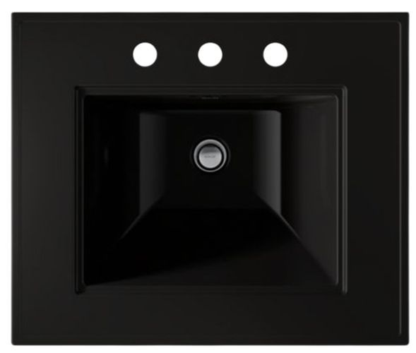 Kohler Memoirs® Stately Black 25" Widespread Rectangular Pedestal Bathroom Sink-4