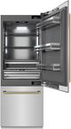 ZLINE Autograph Edition 30" 16.1 Cu. Ft. Stainless Steel Built In Bottom Freezer Refrigerator with Water Dispenser, Ice Maker, Graphite Gray Interior and Polished Gold Helix Handles-2