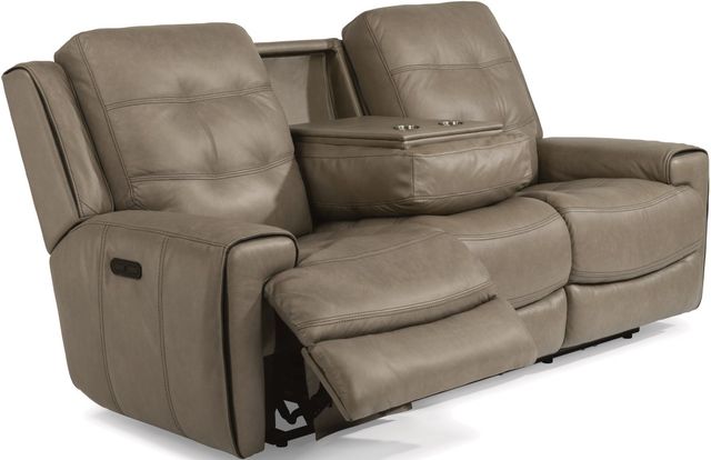 Flexsteel® Wicklow Beige Power Gliding Recliner With Power Headrest-1