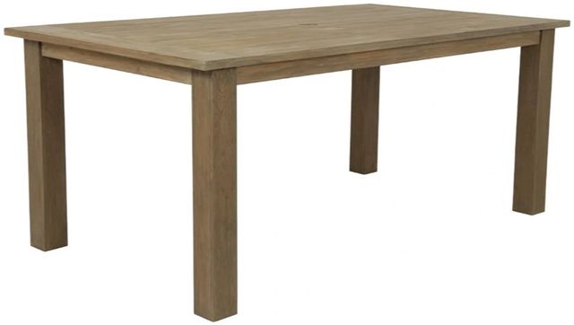 Sunset West Coastal Warm Gray Wooden Rectangular Outdoor Dining Table-0