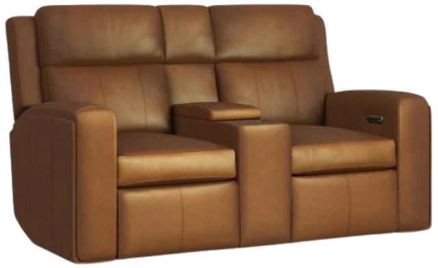Flexsteel® Wyatt Canyon Brown Power Reclining Loveseat with Console, Power Headrests and Lumbar-0