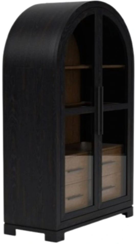 Riverside Furniture Calhoun Ebony Whiskey Oak/Whiskey Display Cabinet-3