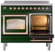 Ilve® Nostalgie II Noblesse 40'' Emerald Green Pro Style Induction Range with Copper Trim-4