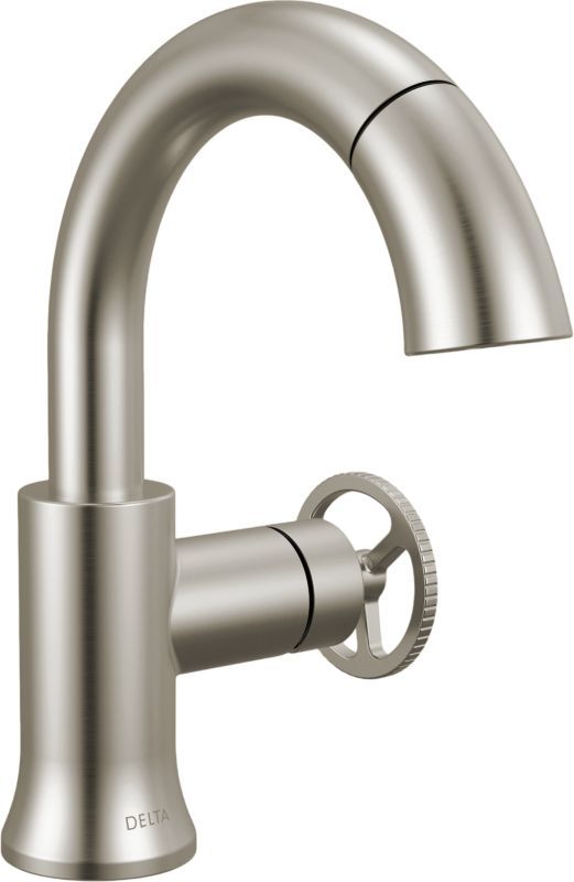 Delta Trinsic® Stainless Single Handle Wheel Pull-Down Bathroom Faucet with Drain-0