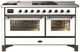 Ilve® Majestic III 60" White Pro Style Dual Fuel Natural Gas Range with French Top and Burnished Trim-0