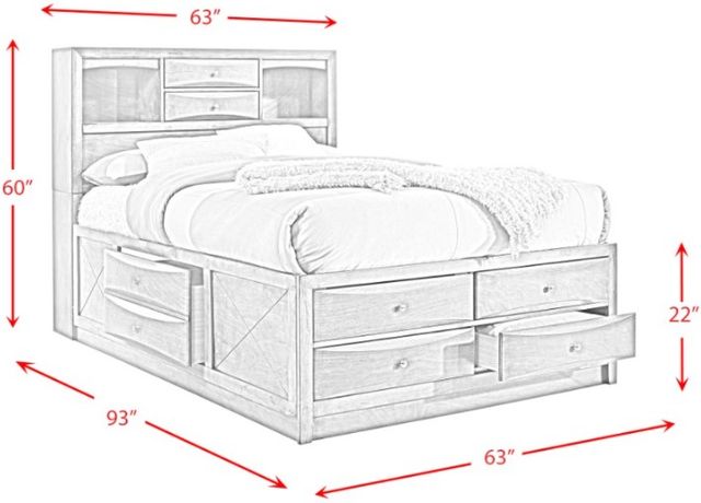 Elements International Emily Gray Queen Bookcase Storage Bed-2