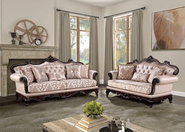 Furniture of America® Veracruz Dark Cherry/Light Brown Sofa-1