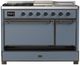 Ilve® Majestic III 48" Blue Gray Pro Style Dual Fuel Liquid Propane Range with 5 Black Brass Burners and Burnished Trim-4