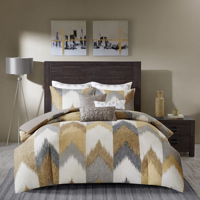 Olliix by INK+IVY Alpine Yellow King/California King Cotton Duvet Cover Mini Set-3