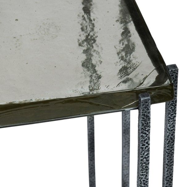 Crestview Collection Hollis Gray End Table with Gunmetal Base-2