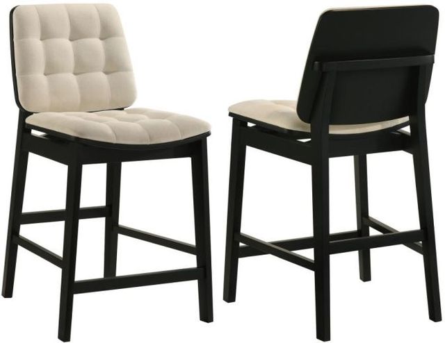 Coaster® Redbridge 2-Piece Black/Cream Upholstered Counter Stool Set-0