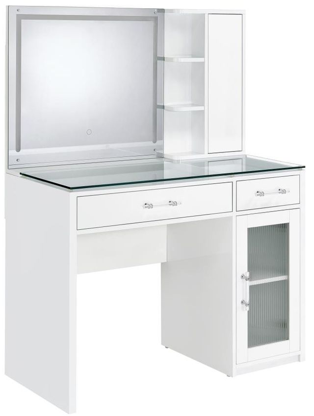 Coaster® Flora 2-Piece White High Gloss Vanity Set with LED Mirror-3