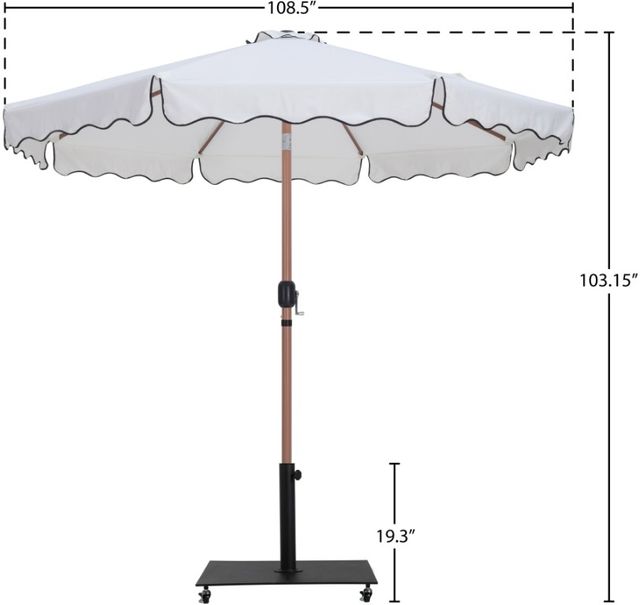 Meridian Furniture Amalfi White Aluminum Outdoor Patio Umbrella and Base-2