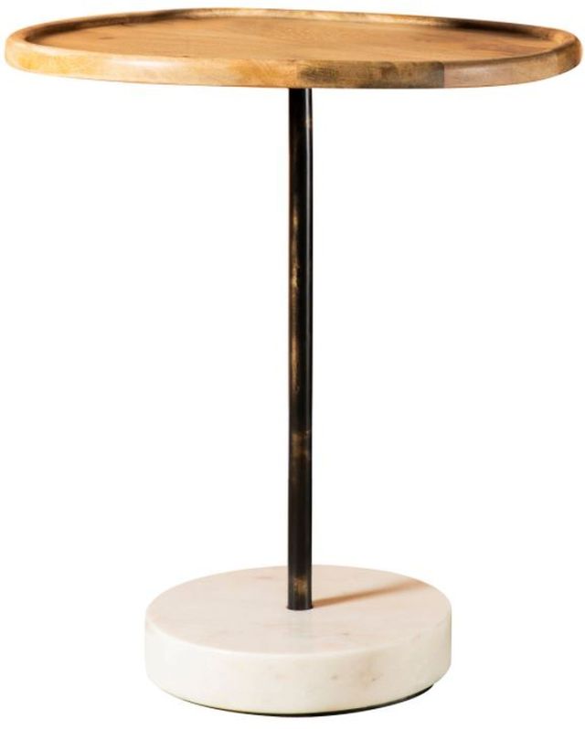 Coaster® Ginevra Natural Round Wooden Top Accent Table with White  Marble Base-0
