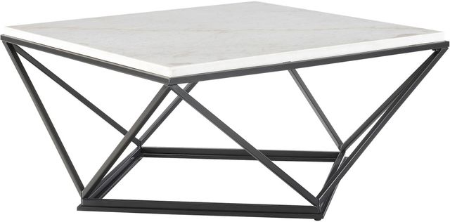Elements International Riko White Coffee Table with Black Base-0