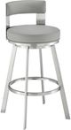 Armen Living Flynn Brushed Stainless Steel/Light Gray Swivel Counter Stool-0