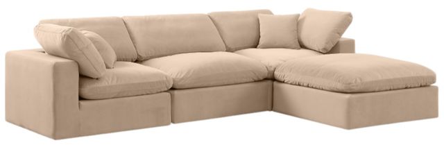 Meridian Furniture Comfy 4-Piece Beige Velvet Modular Sectional -0