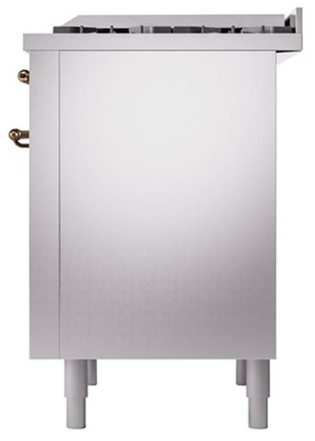 Ilve® Nostalgie II Noblesse 36'' Stainless Steel Pro Style Dual Fuel Range with Burnished Trim-3