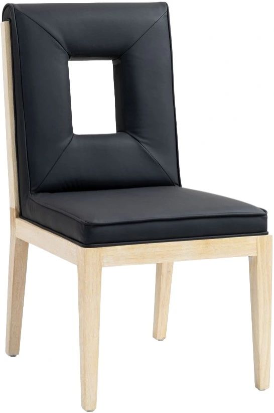 Meridian Furniture Gwendolyn Black/Natural Vegan Leather Dining Side Chair-0