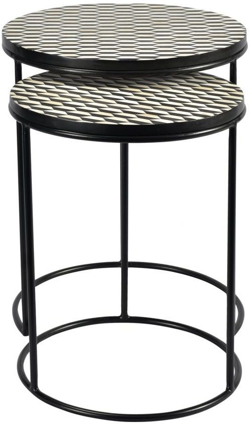 Moe's Home Collection Optic 2-Piece Black/White Nesting Tables-2