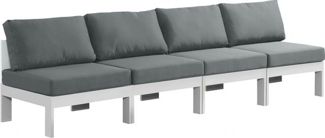 Meridian Furniture Nizuc 4-Piece Gray/White Aluminum/Fabric Outdoor Patio Armless Modular Sectional-0