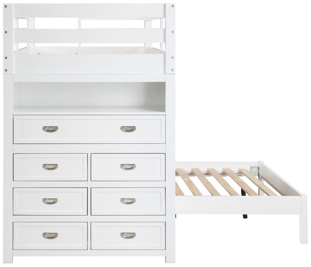 Homelegance® Sloane White Twin over Full Youth Loft Bunk Bed with Chest and Hidden Desk-3