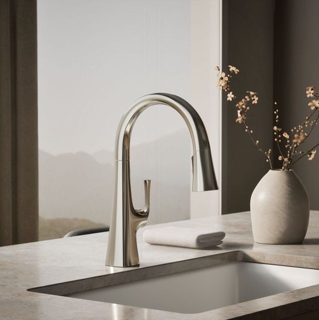 KOHLER® Graze® Vibrant Polished Nickel 9" Kitchen Sink Faucet with 3-Function Sprayhead-1