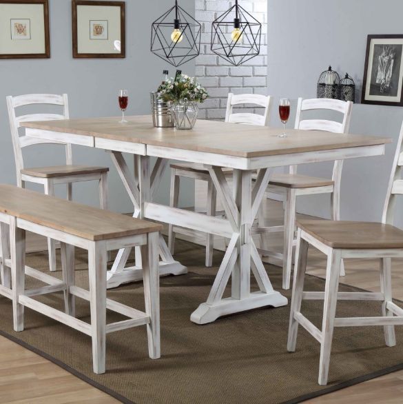 Winners Only® Prescott Brown Top Counter Dining Table with White Base-1