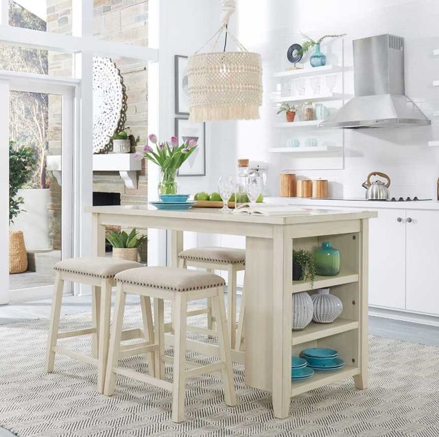 Liberty Furniture Brook Creek 5-Piece White Dining Counter Set-1