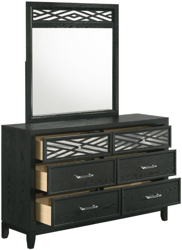 New Classic® Home Furnishings Obsidian Black Dresser and Mirror Set-3