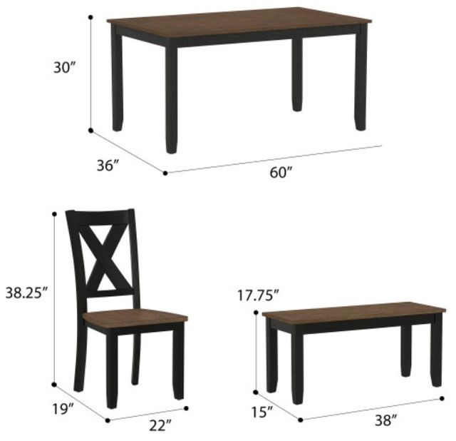 Emerald Home Arlington 6-Piece Black/Brown Dining Table Set-2