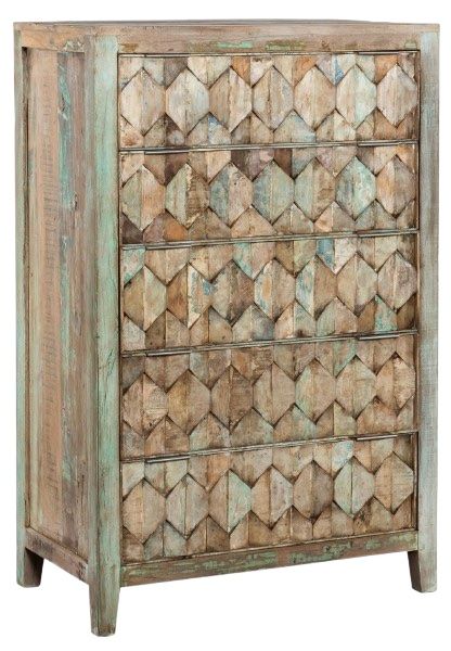 Home Trends & Design Ibiza Vintage Teal Chest-0