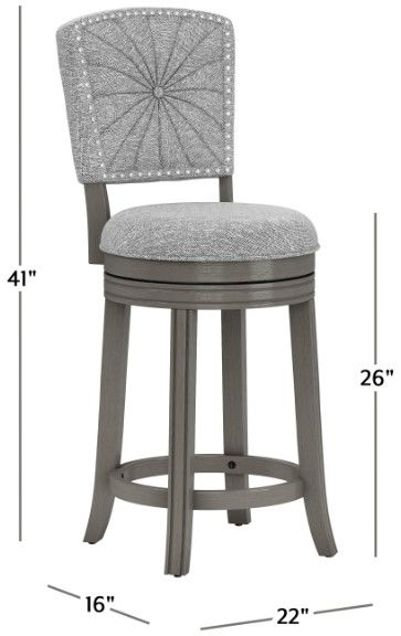 HH2 Home Santa Clara II Antique Gray/Ash Gray Swivel Counter Stool-7