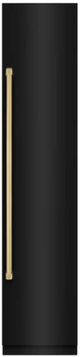 ZLINE Autograph Edition 18 in. 8.6 Cu. Ft. Right Hinge Column Freezer in Black Stainless Steel with Graphite Gray Interior and Polished Gold Accents-0