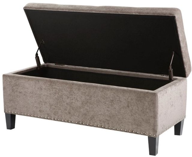 Olliix by Madison Park Taupe Shandra II Tufted Top Storage Bench-1