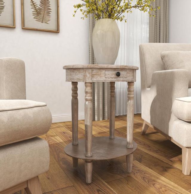 Deco Marche Light Brown Oval Accent Table-3